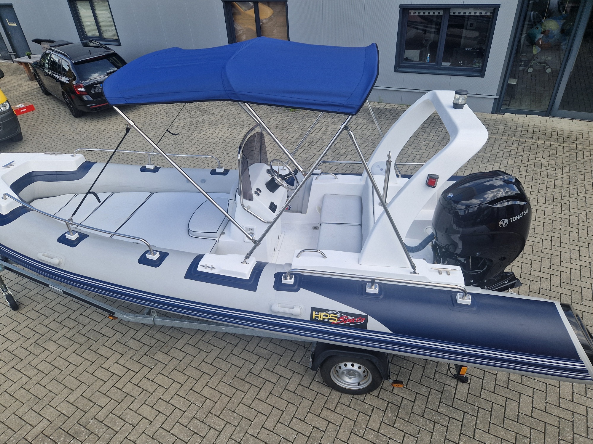 Rib Schlauchboot 5,40m x 2,23m mit 115PS Tohatsu mit Trailer 750 KG alles wie Neu!!
